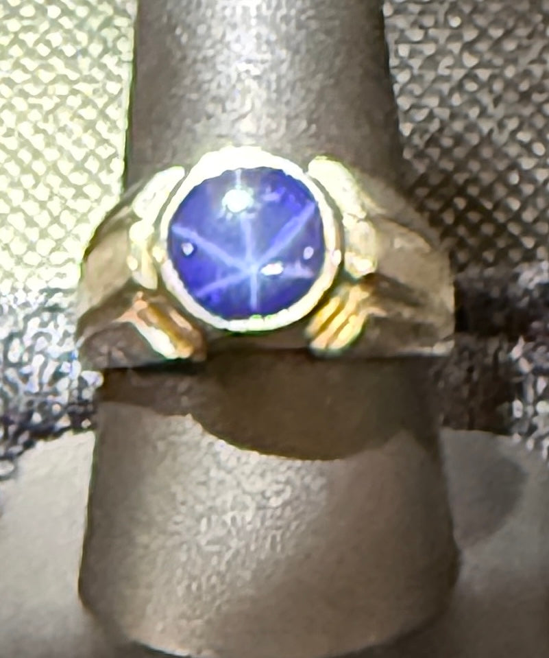 Ring, lab Blue Star Sapphire