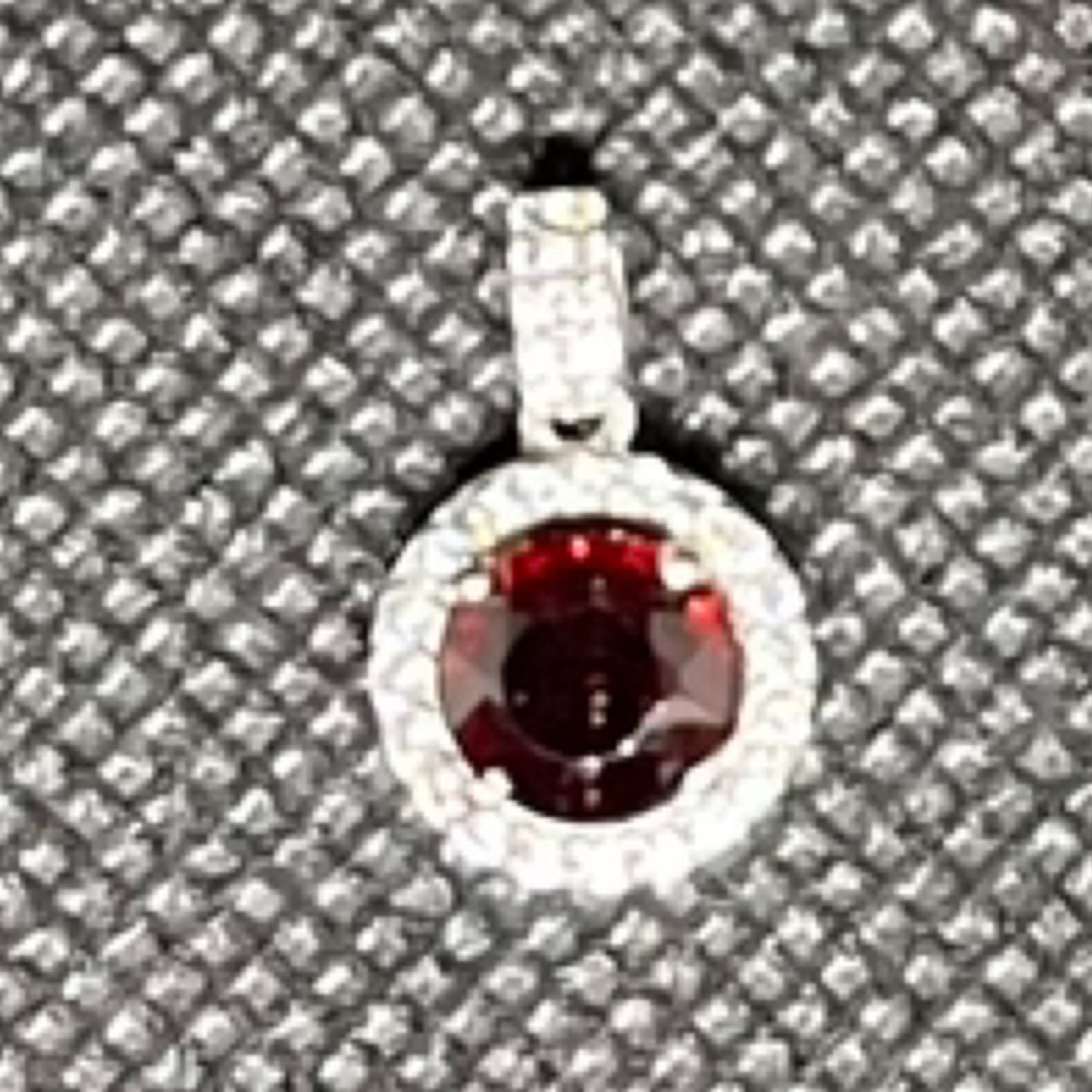 Pendant, Garnet w/ white Topaz halo