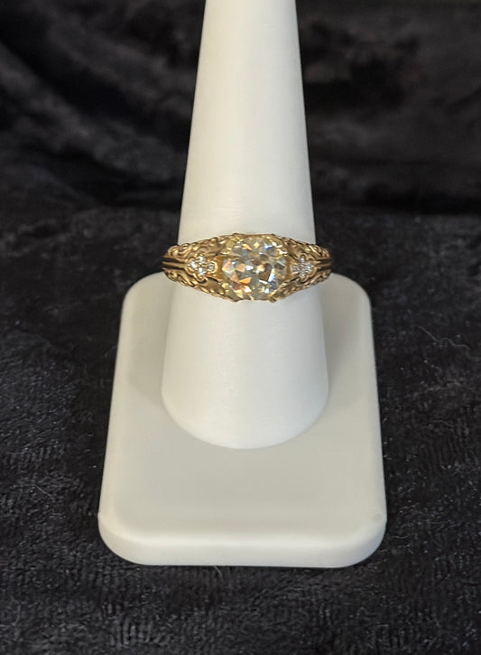Ring, 2+ ct moissanite in 14k gold