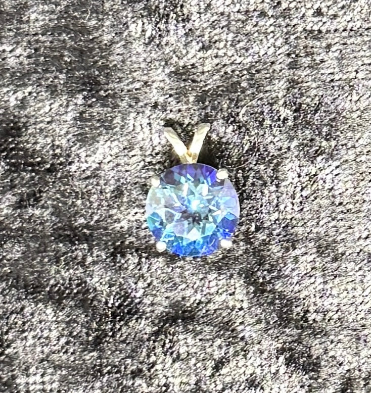 Pendant, treated blue topaz