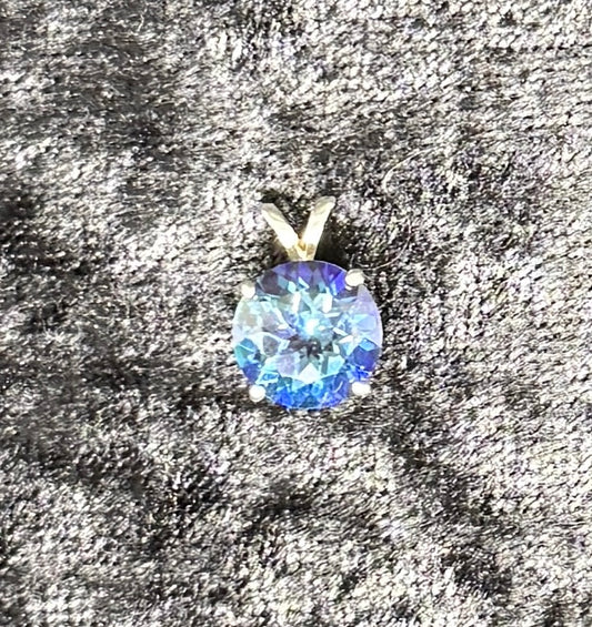 Pendant, treated blue topaz