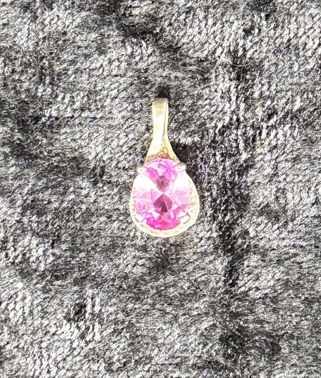 Pendant, lab pink sapphire