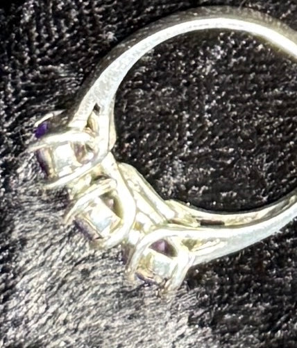 Ring, 3-stone Amethyst