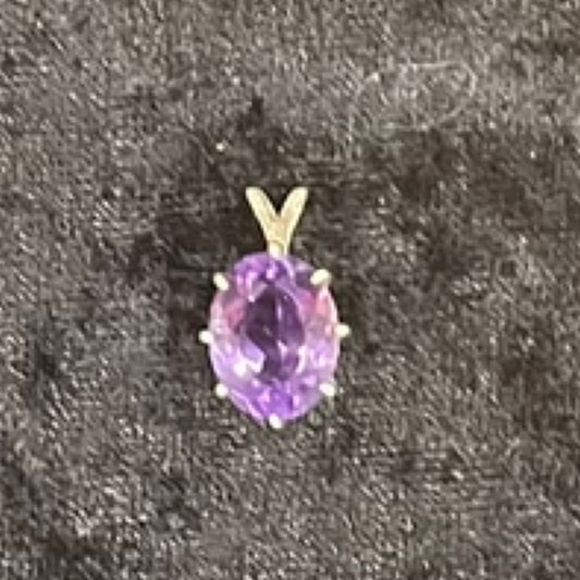 Pendant, Amethyst, Oval 9x12mm