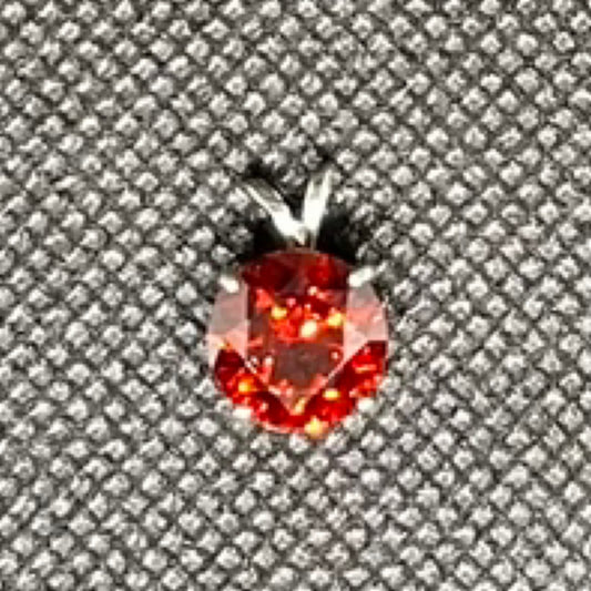 Pendant, cubic zirconia, red, 9 mm