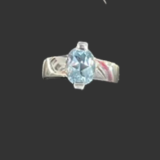 Ring, aquamarine, size 6 1/2