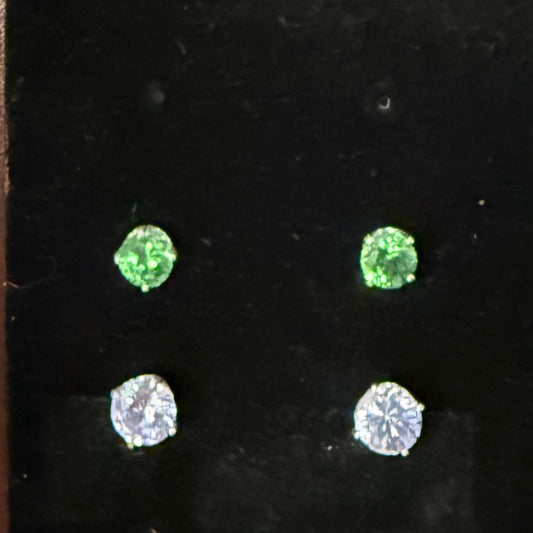 Earrings, cubic zirconia in Sterling Silver. Priced per 1 pair.