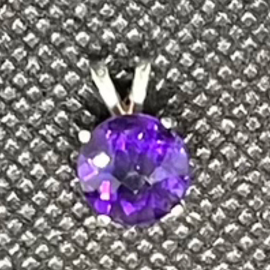 Pendant, 8mm Amethyst, round