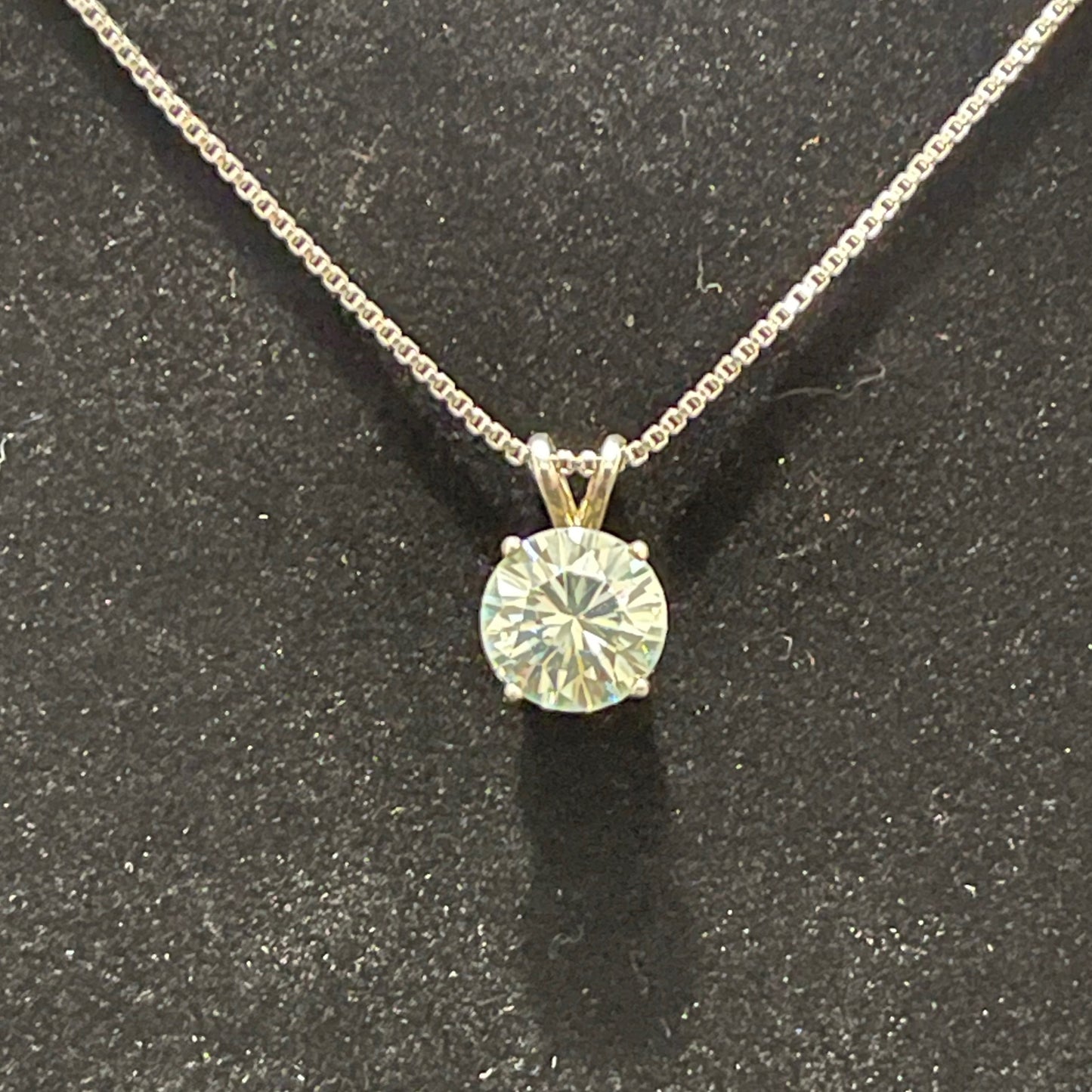 Pendant, blue moissanite
