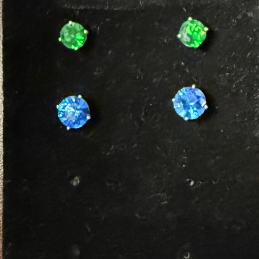 Earrings, assorted stones in Sterling Silver. Priced per 1 pair.