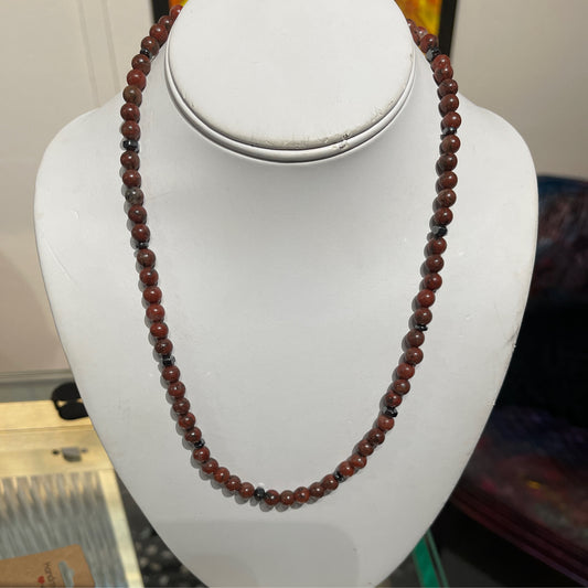 Necklace, red jasper
