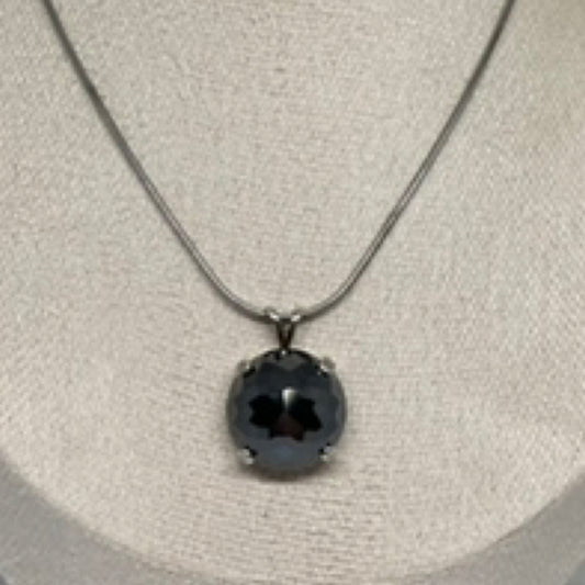 Pendant, rose cut black moissanite